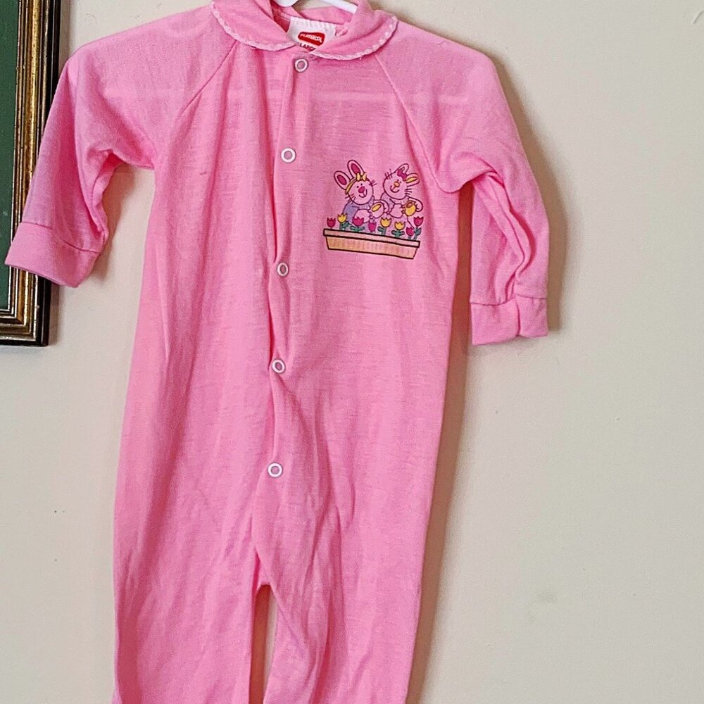 Vintage 90s Pink Playskool Bunny Onesie Size 6-12 Months